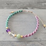 水晶×翡翠×アメジスト バイカラー ブレスレット  レディース/ペア