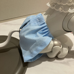 aiboちゃんのフレアショートパンツ　AI robot aibo's short flare pants ライトブルー　ギンガムチェック柄