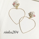 シャイニーパール＆heartフープピアス/イヤリング