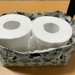 布バスケット　パンダ柄　リバーシブル　コーヒー柄　ハンドメイド