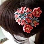 正絹＊鮮やかな色のつまみ細工＊