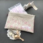 マスクポーチfor kidsリバティ『Felicite-petite』ピンクベージュ◆ラミネート　ビニコ