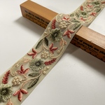 刺繍リボン/カラーチュール/グリーンティ/花刺繍/ワントーン/⑤