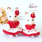 kyokaandk様専用　シルバニアファミリー　シルバニア　服　ドレス　♡レッド　赤　エプロンドレス♡ 女の子ドレス