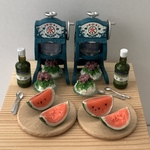 宇治抹茶かき氷とスイカのセット