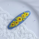 (7㎝)大人可愛い 咲き誇るひまわり刺繍パッチンピン 