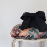 リボン結びbag リネン黒　27×33×10