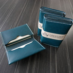 butanohane様専用シングルポケットレザー名刺入れ　ネイビーブルー