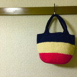 ☆kuruminosou様専用☆トリコロール調麻ひもバッグ丸底L
