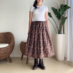バティックロングスカート♪銅板型押しタイプのロウケツ染め生地です。