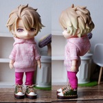 ピンク変わり編み　フード小パーカーセット（ねんどろいどどーるオビツ11ボディ共有サイズ）