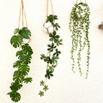 ミニモンステラのハンギングプランツ(左・1個)フェイクグリーン　ハンギンググリーン　観葉植物　壁掛け