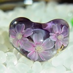 M様ご予約分　他の方は購入しないでください　３つ桜　青紫マーブルに金箔散らし　約13号