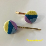 カラフル刺繍のヘアアクセセット(ブルー系)
