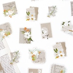 コラージュ素材 フレークシール 30枚set《white peach tree》 [F492]