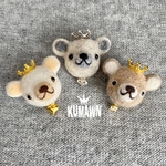  王冠クマ「kumawn/クマウン」ブローチ・ブラックA or グレーB ハート 羊毛フェルト 可愛い