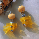 RUKIRIRIA #685 PVCイエロービニールピアス  大ぶりピアス 大ぶりイヤリング 