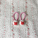 メンダコちゃんの刺繍ヘアゴム2個セット(赤色)