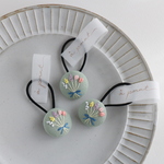 5・6月限定　花束刺繍ミントグリーン　ミニヘアゴム