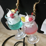 ミニチュア 南国風クリームソーダ いちごとメロン　ピアス or イヤリング
