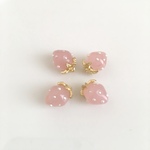 4個 8×12mm いちごチャーム　クリアピンク