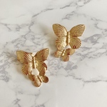 ハンドメイド　ブライダル　ゴールドバタフライ　ピアス　イヤリング