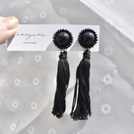 【イヤリング / ピアス】ビーズ刺繍アクセサリー　ビーズイヤリング　ビーズピアス　ピアスアクセサリー　ビーズ刺繍　ビーズ刺繍ピアス　シック　モード　個性的　揺れる　金属アレルギー対応