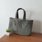*ご予約受付中*【たっぷり収納*横長*デイリートート】カーキ*ヴィンテージ加工8号帆布*