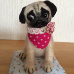 羊毛フェルト 犬★お座りパグちゃん★ハンドメイド★送料無料