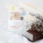 くまさん＆月＆くものミニクレイケーキ☆1歳誕生日ケーキ　誕生日ケーキ　記念日　自宅撮影　1歳以外でも承ってます♪