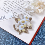 1点物//WhitebrownFlower ビーズ刺繍ブローチ