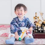 80/ふうせん袴(白練)＊かすみ草（ネイビー） 着物✧˖°⌖꙳✧˖°ベビー袴/女の子・男の子