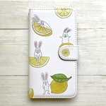 iPhone17pro Air  スマホケース  うさぎとレモン  手帳型　全機種対応