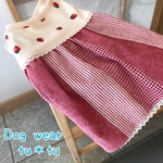 犬服　いちごとパッチワークの切り替えワンピース🍓　　サイズ調整無料