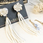 3way 白紫陽花パールビジューピアス
