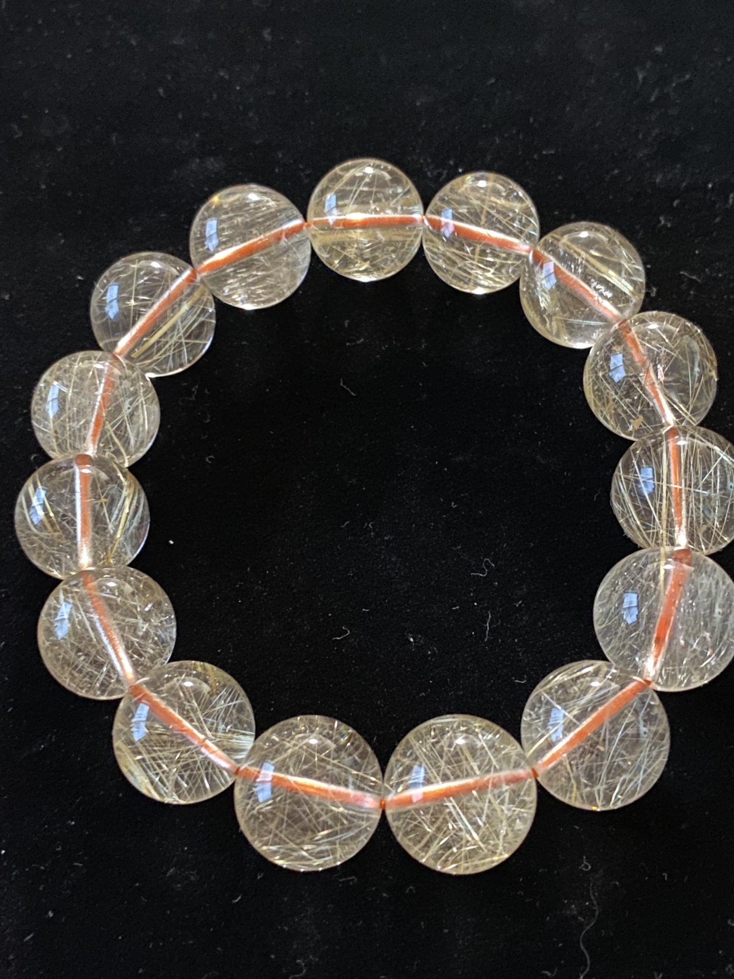 天然石大粒タイチンルチルブレスレット15mm ☆254