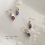 ☆ホワイト×パープルstoneピアス／イヤリング☆小ぶり
