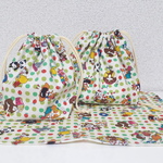 レトロかわいい動物柄のお弁当袋&コップ袋、ランチョンマット☆黄緑