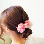 【１番人気商品】ローズピンクヘアアクセサリー プリザ紫陽花×かすみ草