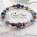 №20098【世界観を確立・真実を見抜く・幸運を招く・自分を見失わないよう導く】【１点物】（ ピーターサイト 、 カイヤナイト 、 デュモルチェライトインクォーツ 、タイガーアイ ）