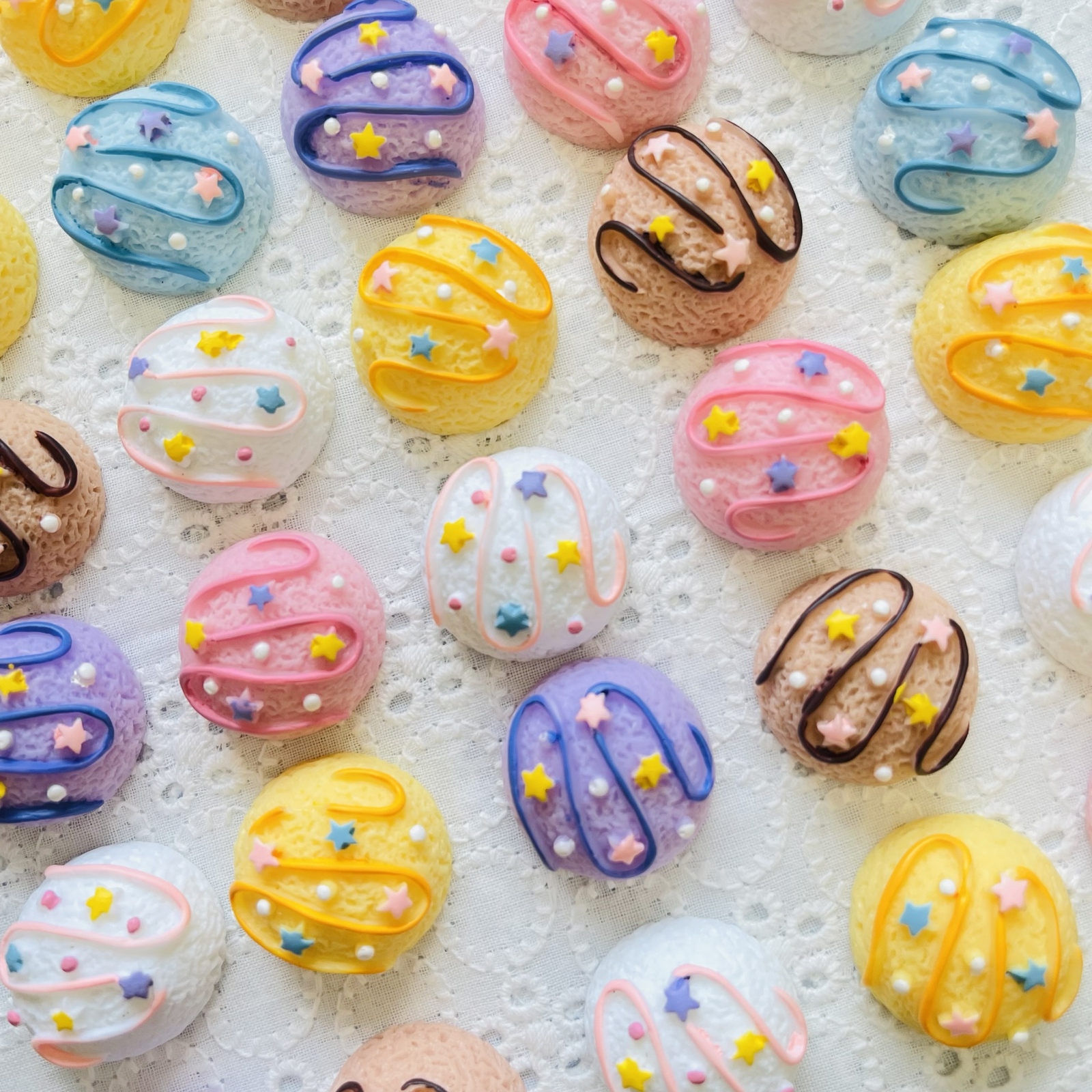 2個】スマイル にこちゃん レインボー フラワー お花 デコパーツ【22mm