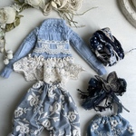 2079 刺繍生地の蝶々コーデ　type All blue Blythe ブライス アウトフィット 洋服