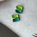 金継ぎ風block【greenとlime green】片耳用《ピアスorノンホール選べます》