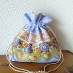 インド刺繍リボンの巾着ポーチ