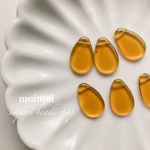 〈6個*No.C1676〉Czech import フラットドロップチャーム/ダークトパーズ