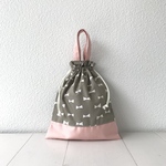 35×30 Gray ribbon×light pink✳︎着替え袋✳︎体操着袋（大）✳︎シューズバッグ✳︎