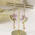 [ﾃﾞｨｯﾌﾟﾌﾗﾜｰ]ミニ菖蒲ピアス/イヤリング(薄紫)
