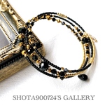 🐝蜜蜂バージョン🐝３連タイプ　ブラック×ゴールド　３連　コイル　ブレスレッド　Swarovski   オニキス