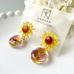 ひまわり×ラウンドピアス／イヤリング