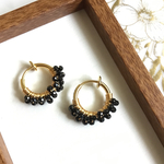 〈天然石〉＊つぶつぶ＊ブラックスピネル・フープイヤリング